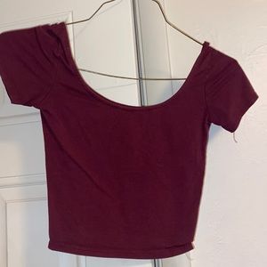 Plunging maroon top